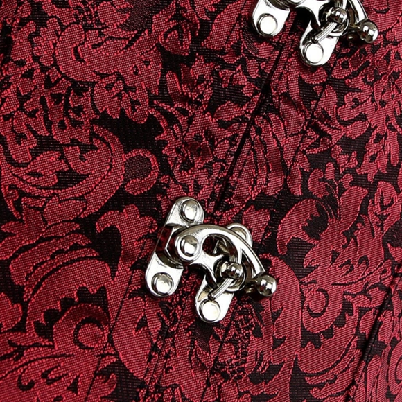 Charmain red/black brocade steel corset vest - Picture 4 of 6